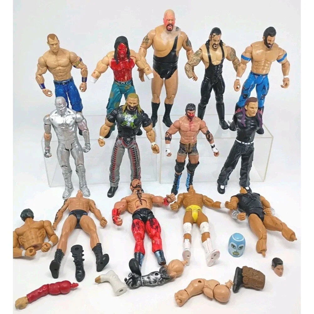 Lot Of 14 WWE/WWF  Wrestling Action Figure Various Years 90s 00s PARTS
